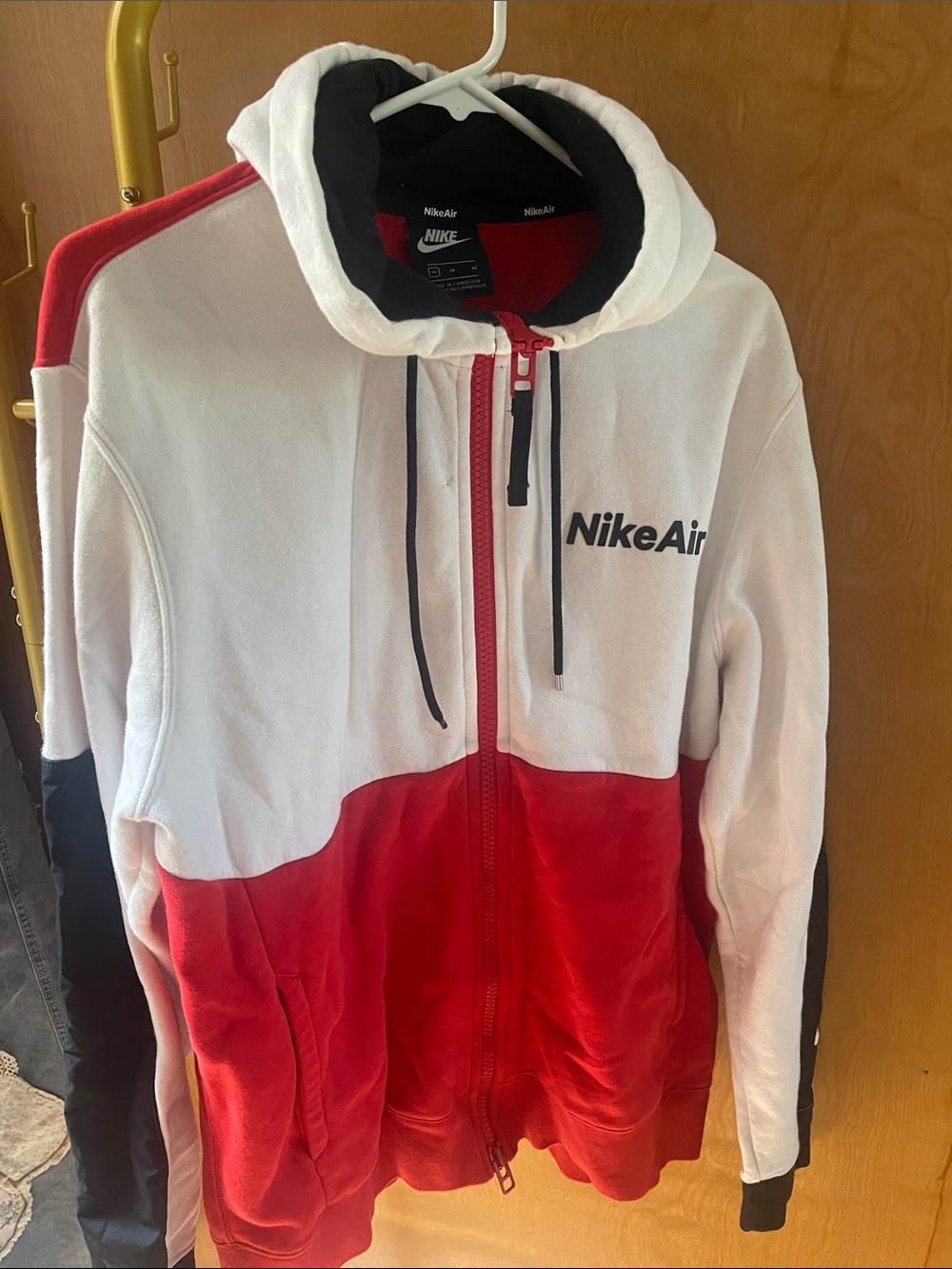 Nike Air White, Red & Black Colorblock Zip Hoodie